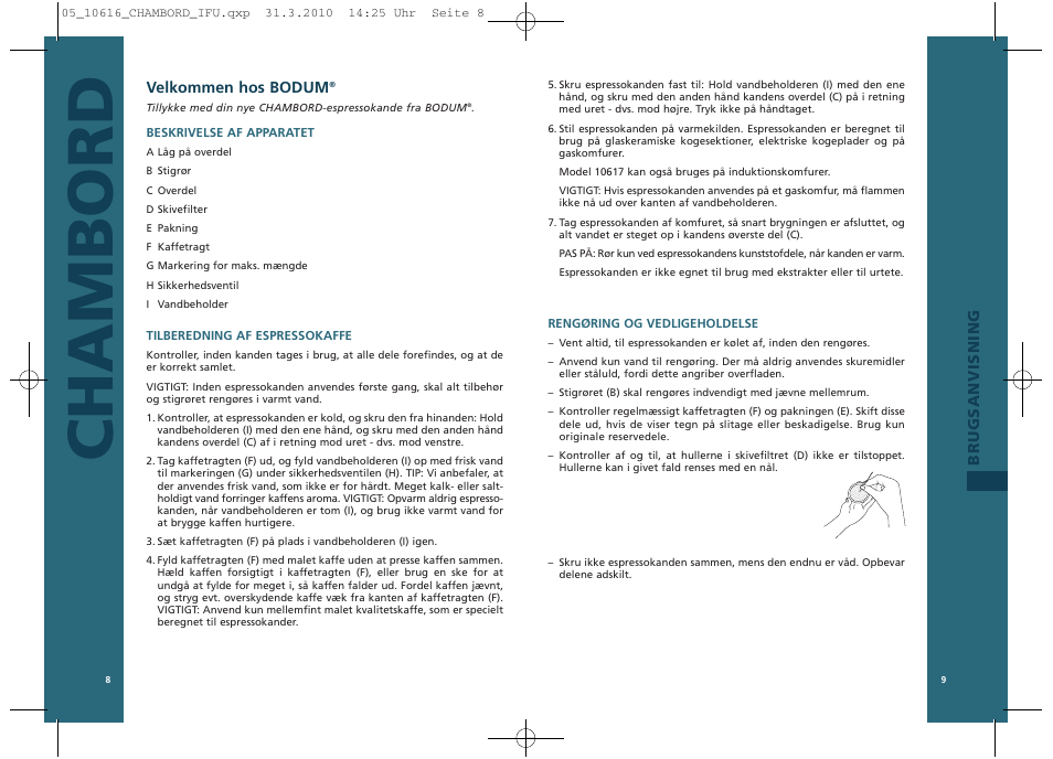 Chambord, Brugsanvisning velkommen hos bodum | Bodum 10616 User Manual | Page 6 / 11