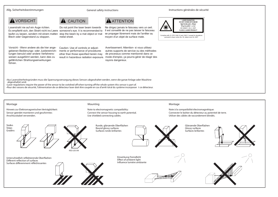 Vorsicht caution attention | Baumer OADM 13S6475/S35A User Manual | Page 2 / 8