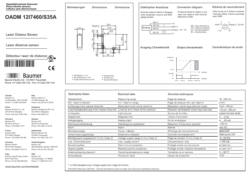 Baumer OADM 12I7460/S35A User Manual | 4 pages