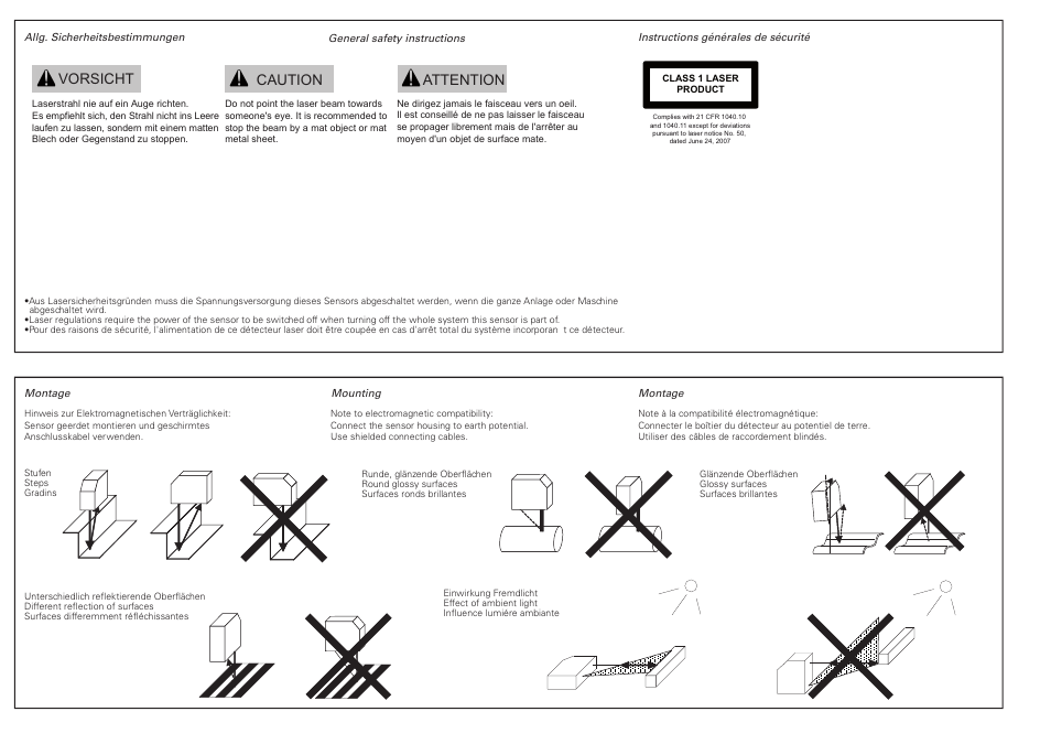 Vorsicht caution attention | Baumer OADM 12I7460/S35A User Manual | Page 2 / 4