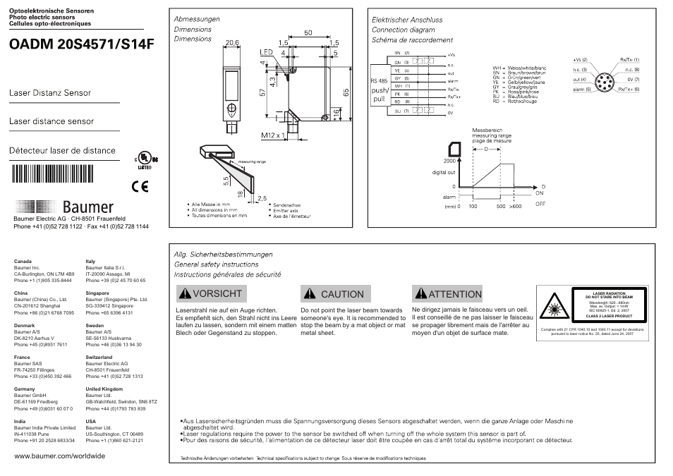 Baumer OADM 20S4571/S14F User Manual | 6 pages