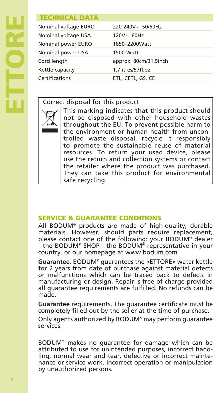 Ettore | Bodum 11175 User Manual | Page 10 / 73