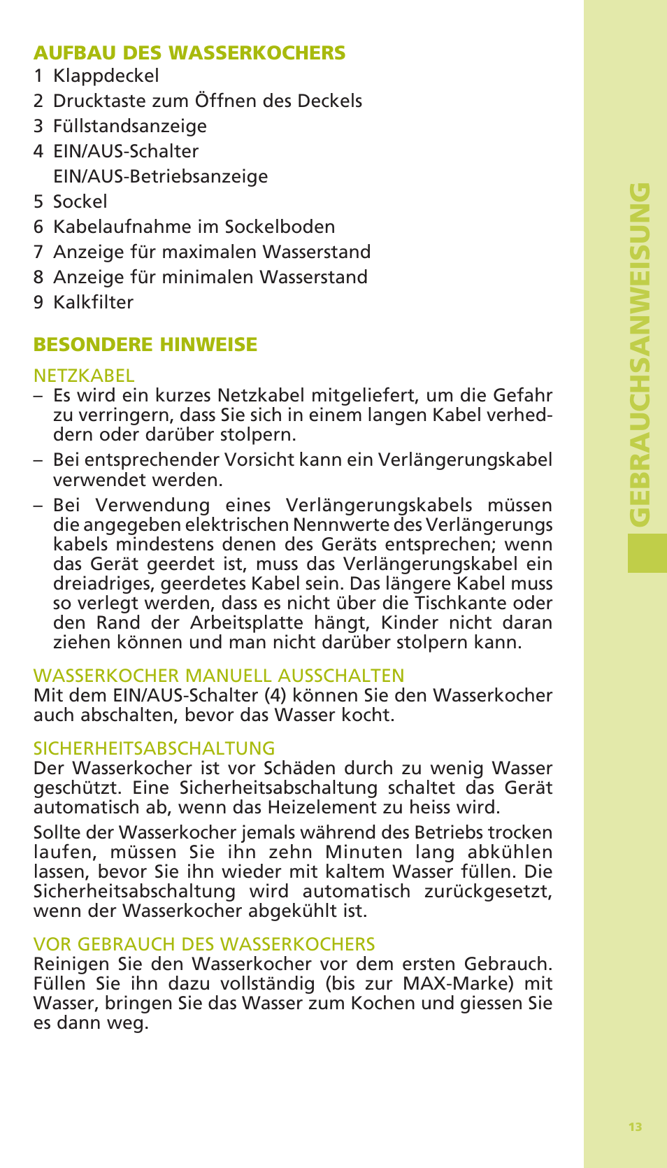 Ge b ra u ch s an w ei su ng | Bodum 11175 User Manual | Page 15 / 73