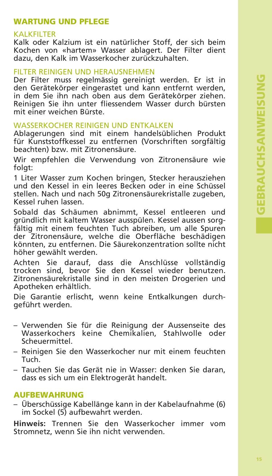 Ge b ra u ch s an w ei su ng | Bodum 11175 User Manual | Page 17 / 73