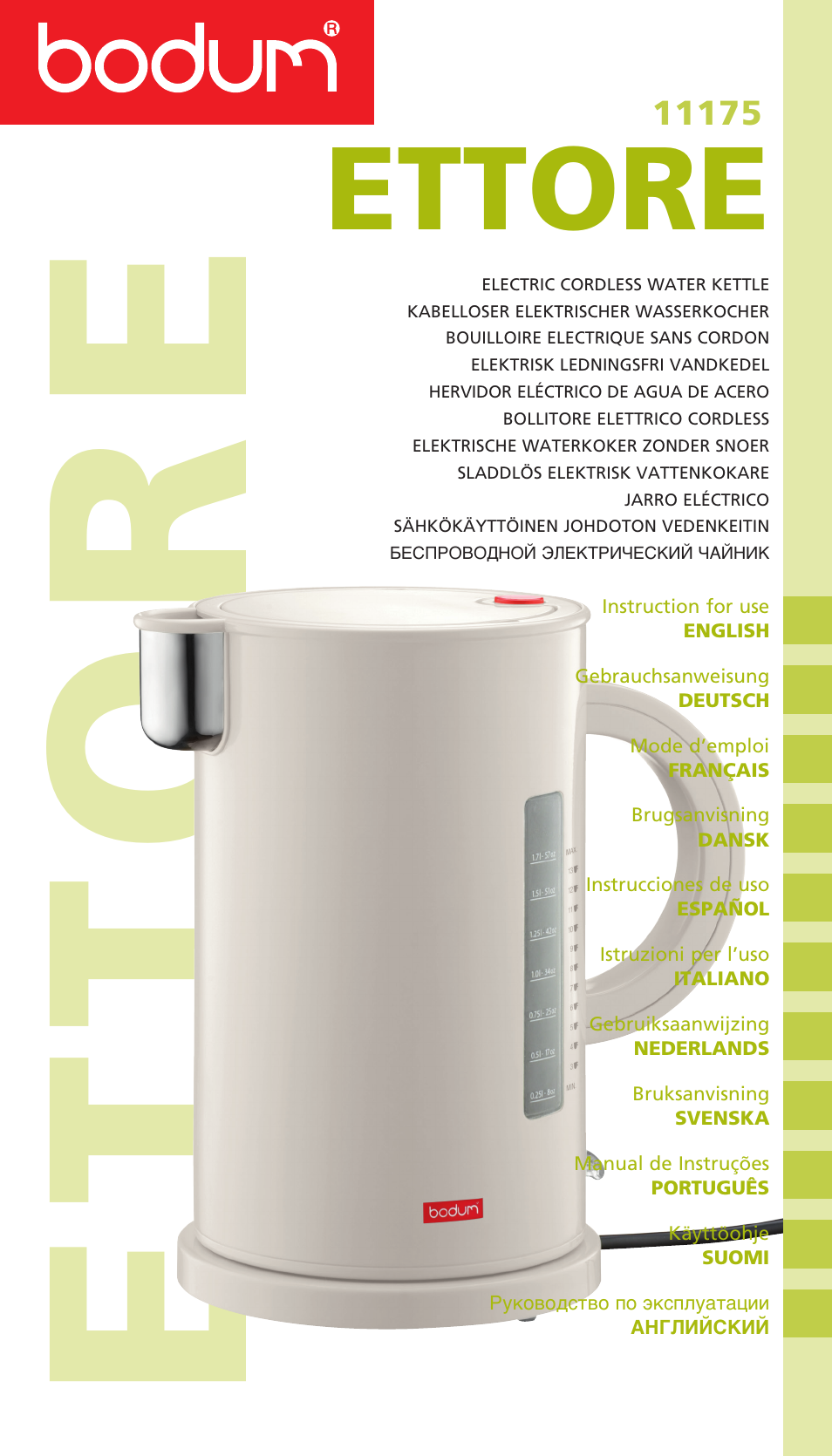 Ettore | Bodum 11175 User Manual | Page 2 / 73