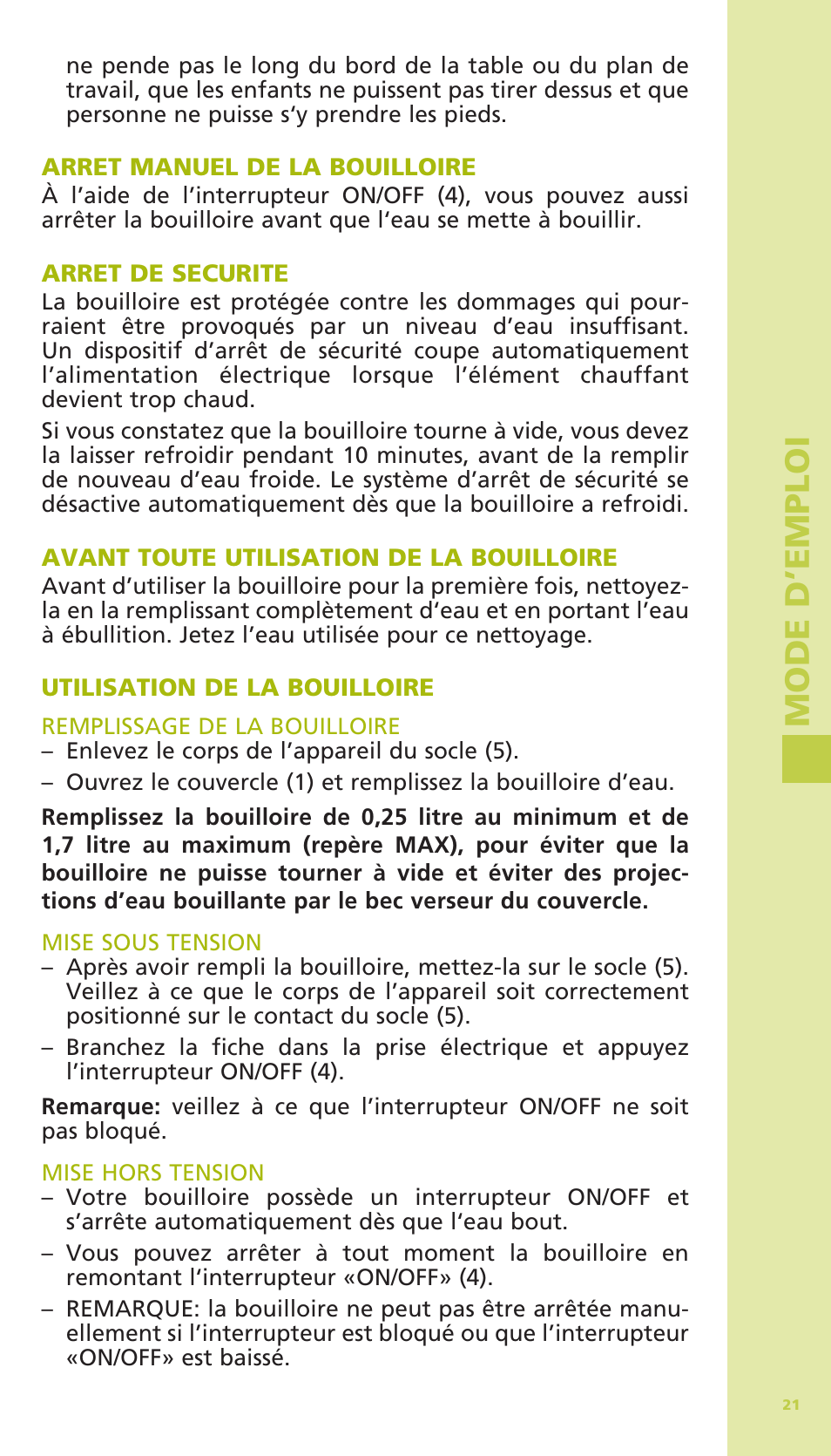 Mode d ’e m ploi | Bodum 11175 User Manual | Page 23 / 73