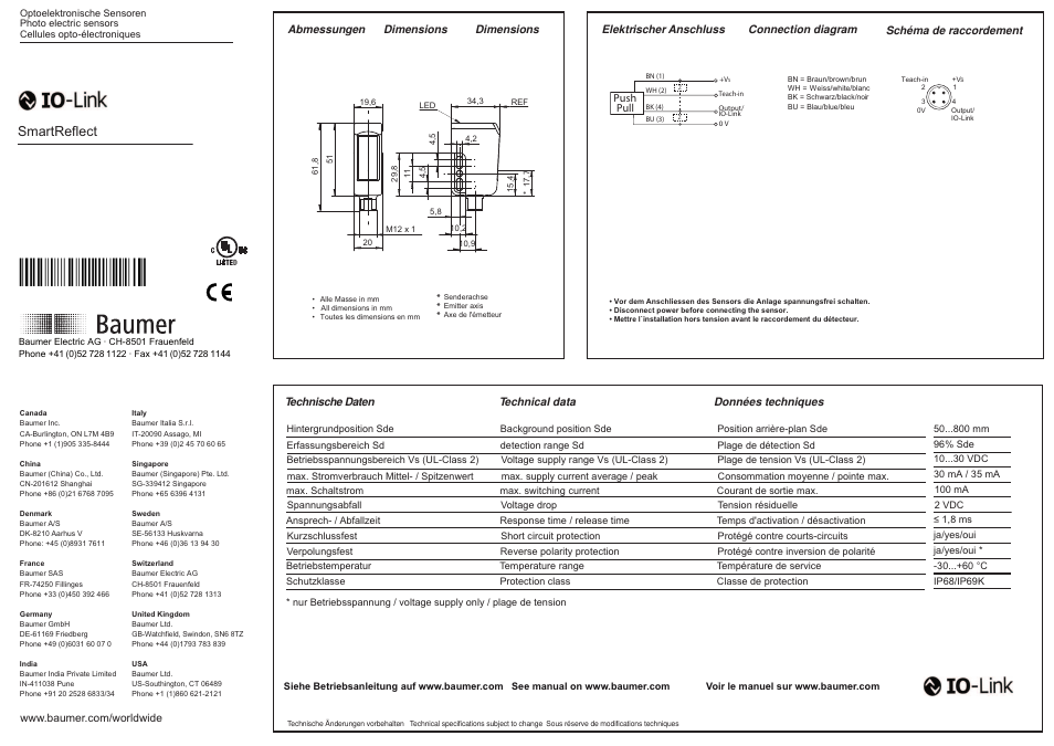 Baumer FNDR 14G6901/S14/IO User Manual | 2 pages