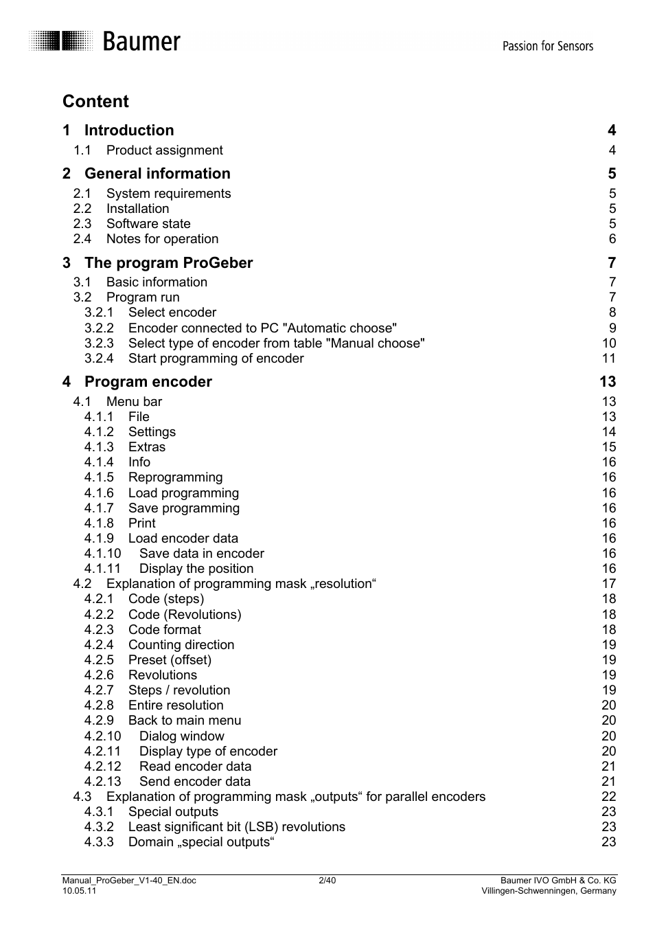 Content | Baumer G1-G2-GB-GXxxx User Manual | Page 2 / 40