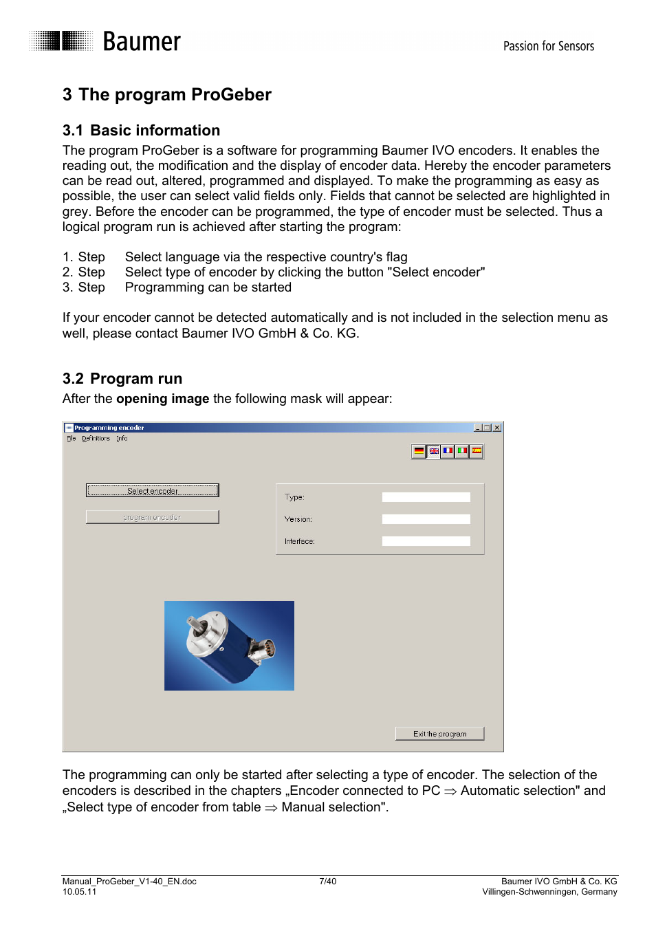 3 the program progeber, 1 basic information, 2 program run | Baumer G1-G2-GB-GXxxx User Manual | Page 7 / 40