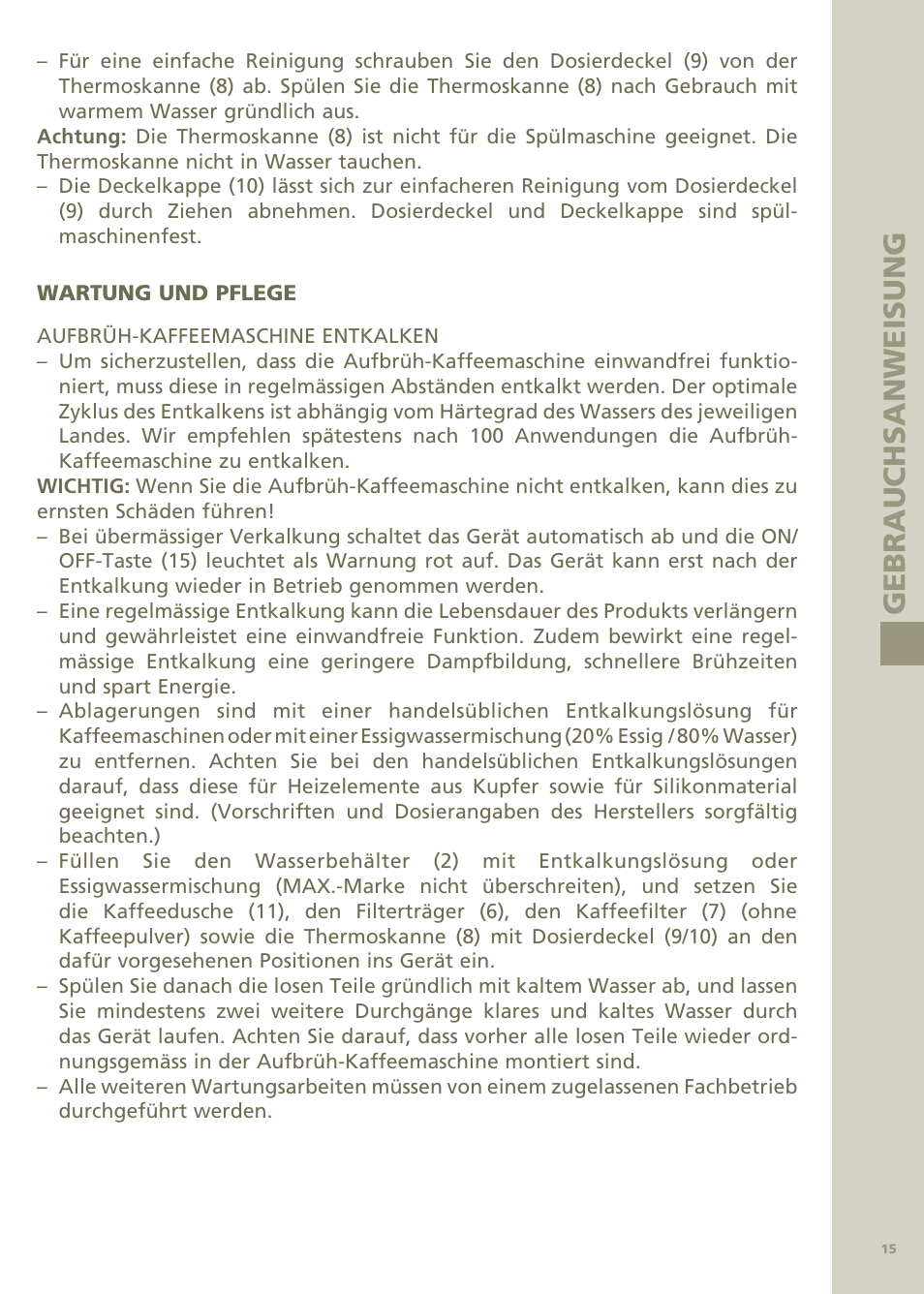 Bodum Bistro Pour Over Coffee Machine 11001 User Manual | Page 16 / 93
