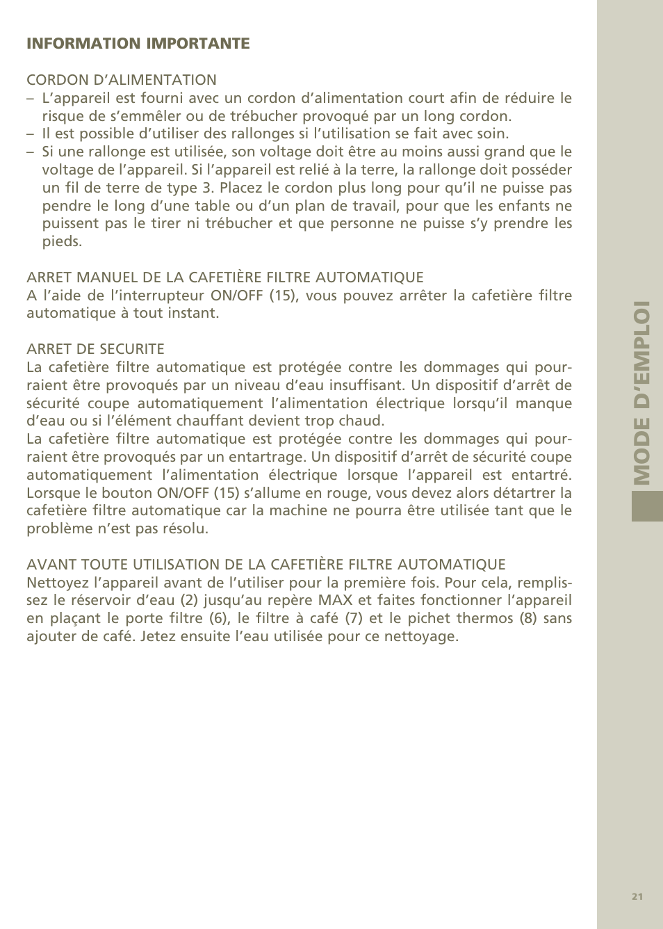Mo d e d’ e mpl o i | Bodum Bistro Pour Over Coffee Machine 11001 User Manual | Page 22 / 93