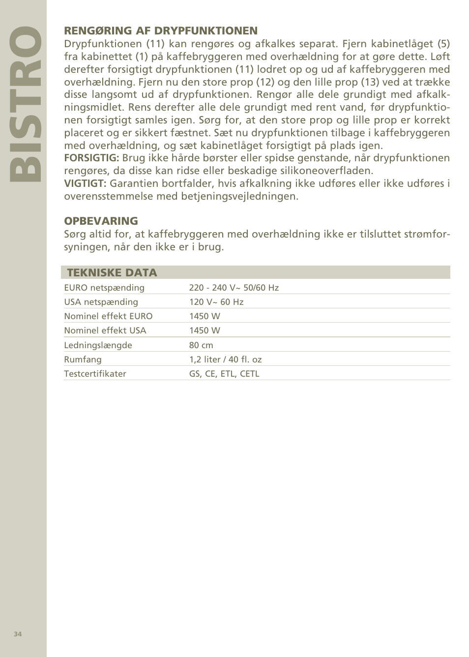 Bi stro | Bodum Bistro Pour Over Coffee Machine 11001 User Manual | Page 35 / 93