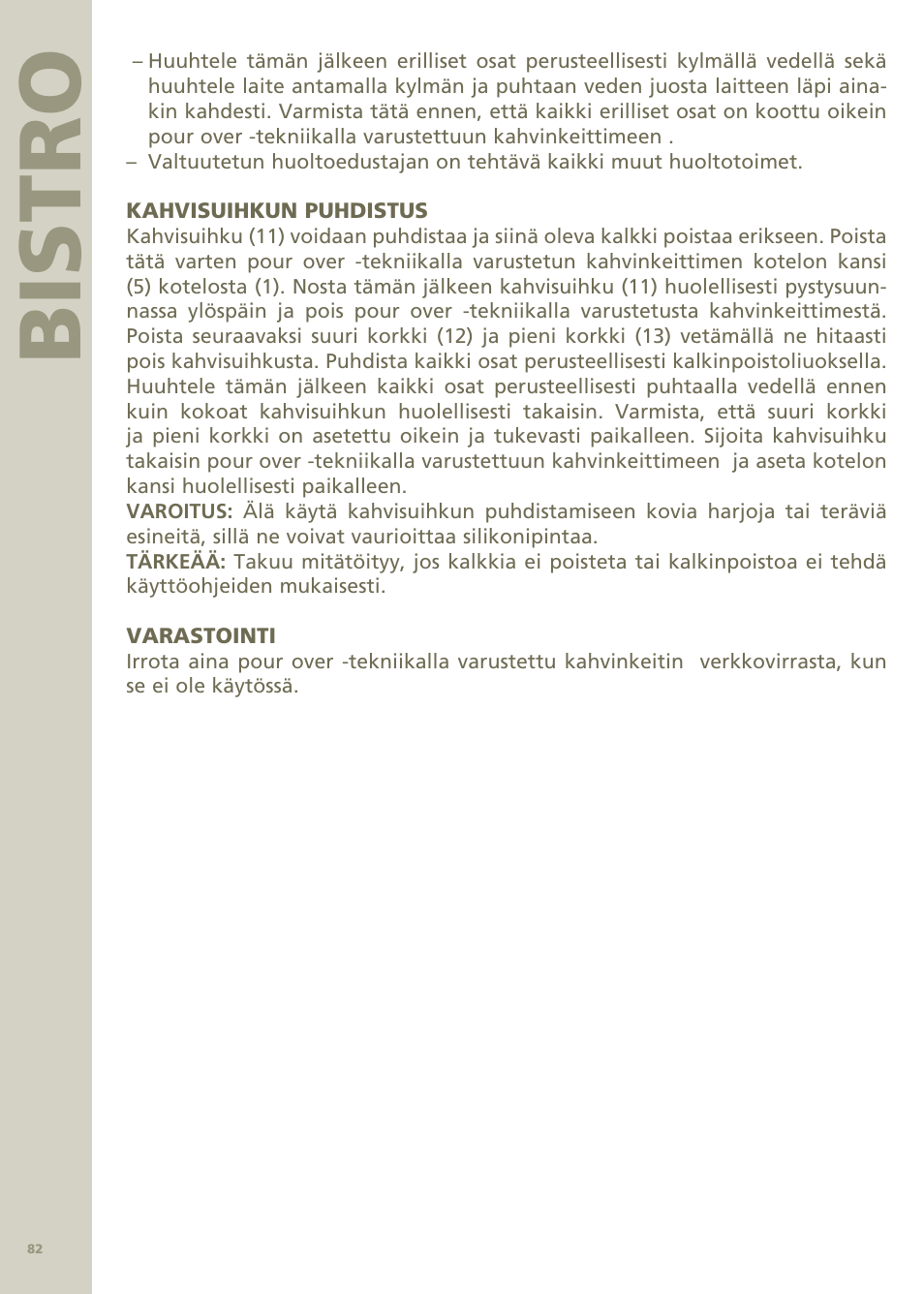 Bi stro | Bodum Bistro Pour Over Coffee Machine 11001 User Manual | Page 83 / 93