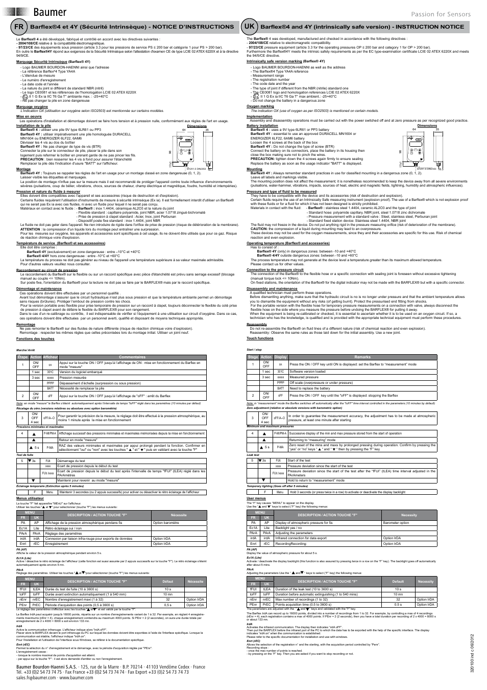 Baumer Barflex User Manual | 2 pages