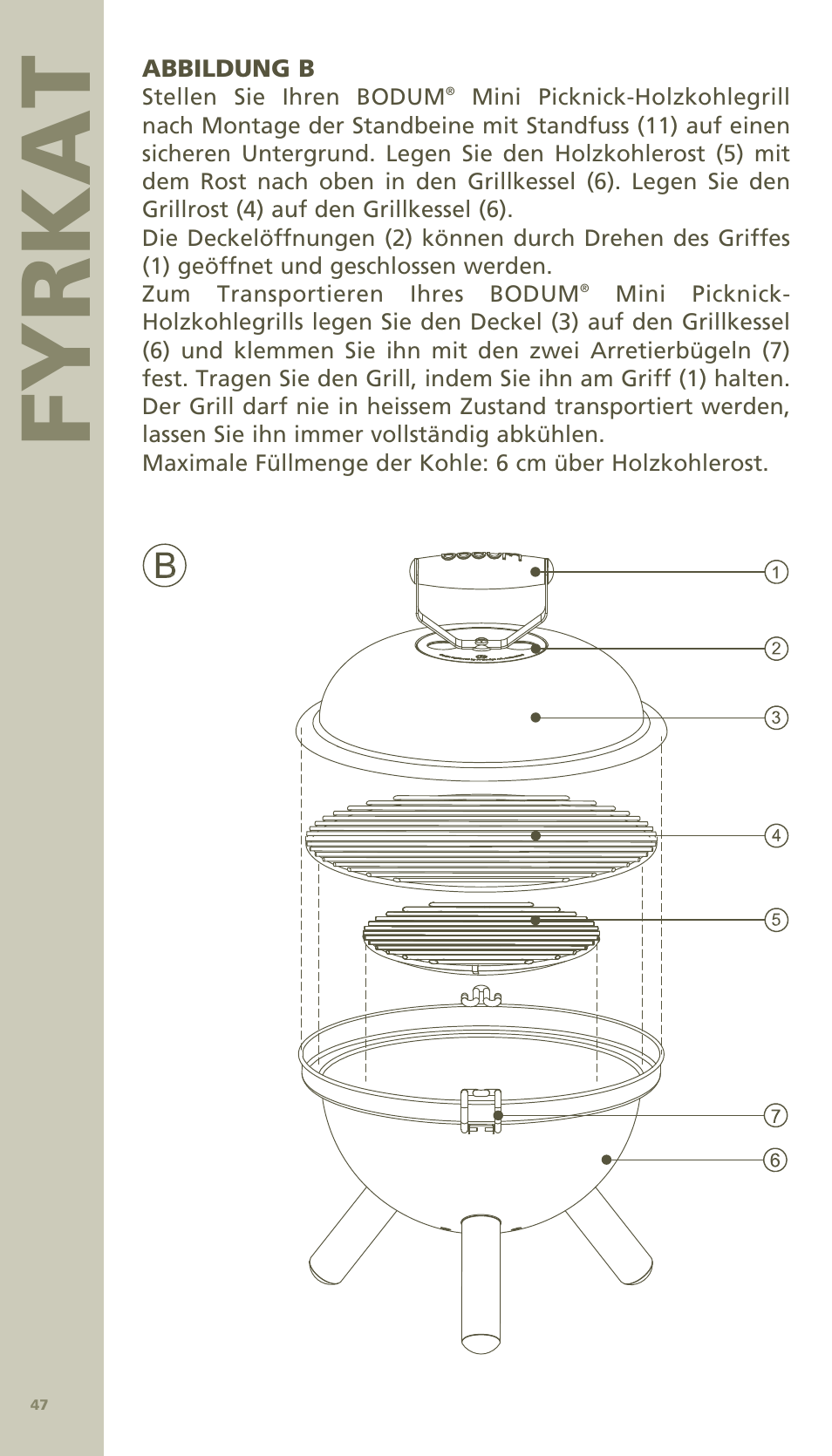 Fyrkat | Bodum MINI PICNIC ChArCOAl GrIll 11421 User Manual | Page 11 / 39