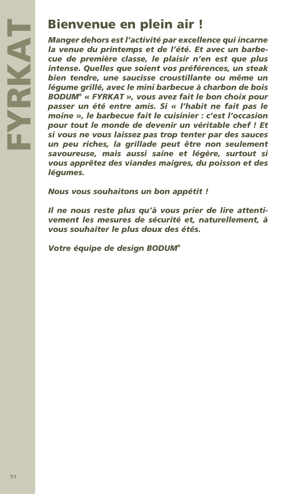 Fyrkat, Bienvenue en plein air | Bodum MINI PICNIC ChArCOAl GrIll 11421 User Manual | Page 15 / 39