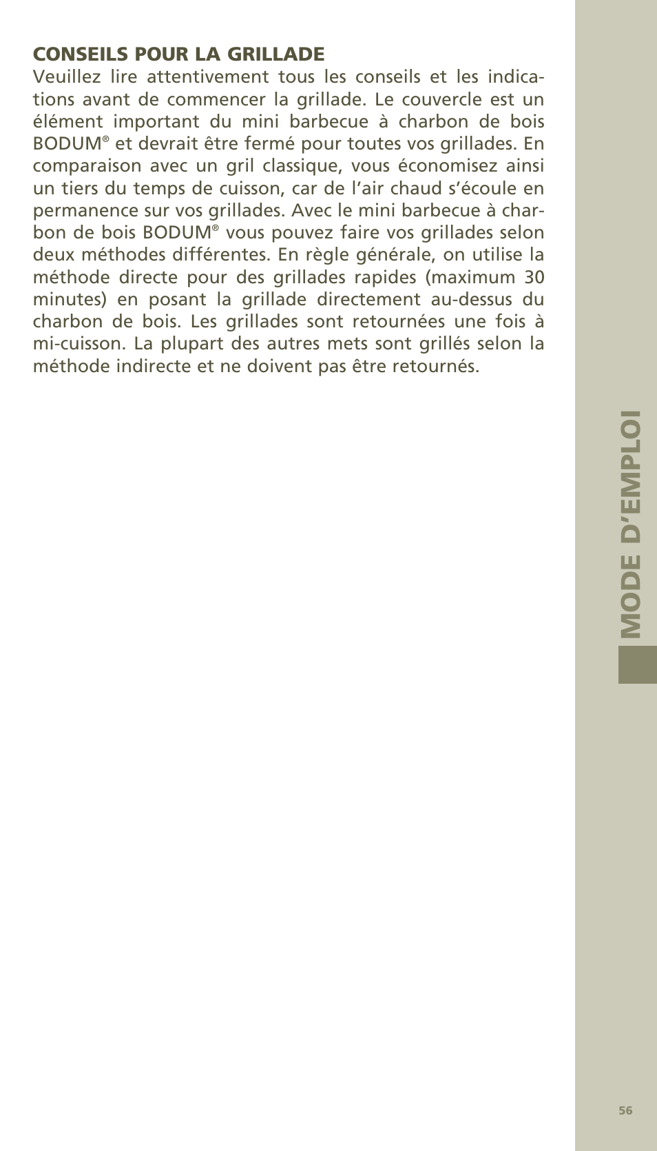 Mo de d’em ploi | Bodum MINI PICNIC ChArCOAl GrIll 11421 User Manual | Page 20 / 39