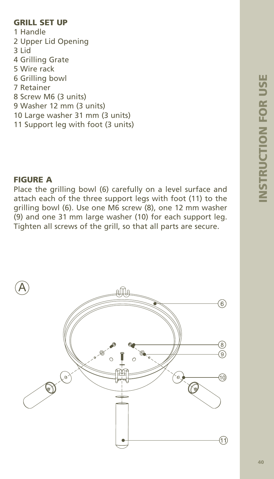 Ins tr uc tion fo r us e | Bodum MINI PICNIC ChArCOAl GrIll 11421 User Manual | Page 4 / 39