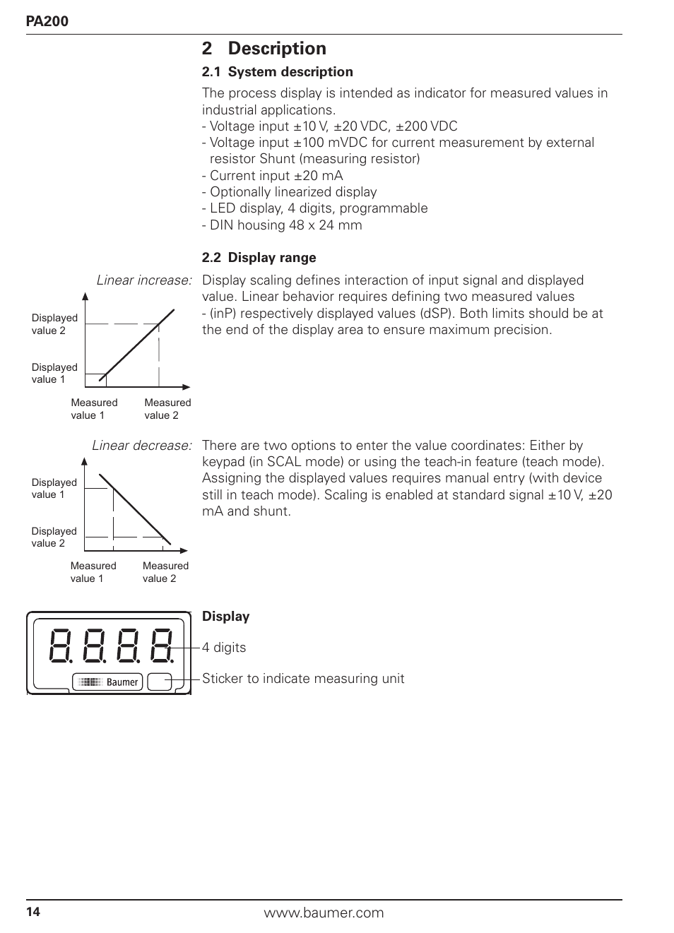 2 description | Baumer PA200 User Manual | Page 14 / 30