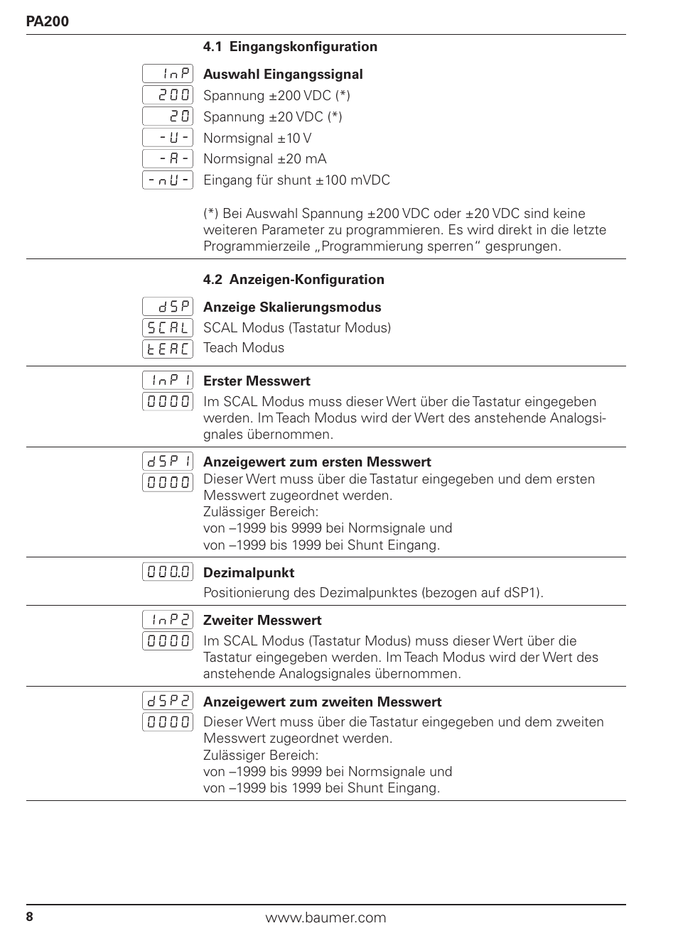 Baumer PA200 User Manual | Page 8 / 30