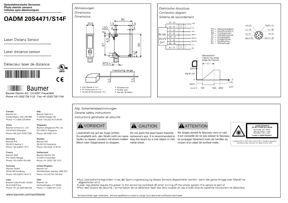 Baumer OADM 20S4471/S14F User Manual | 6 pages