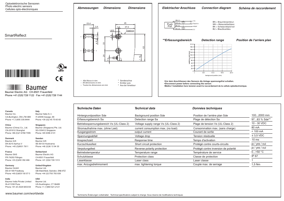 Baumer ONDK 25G6911 User Manual | 3 pages