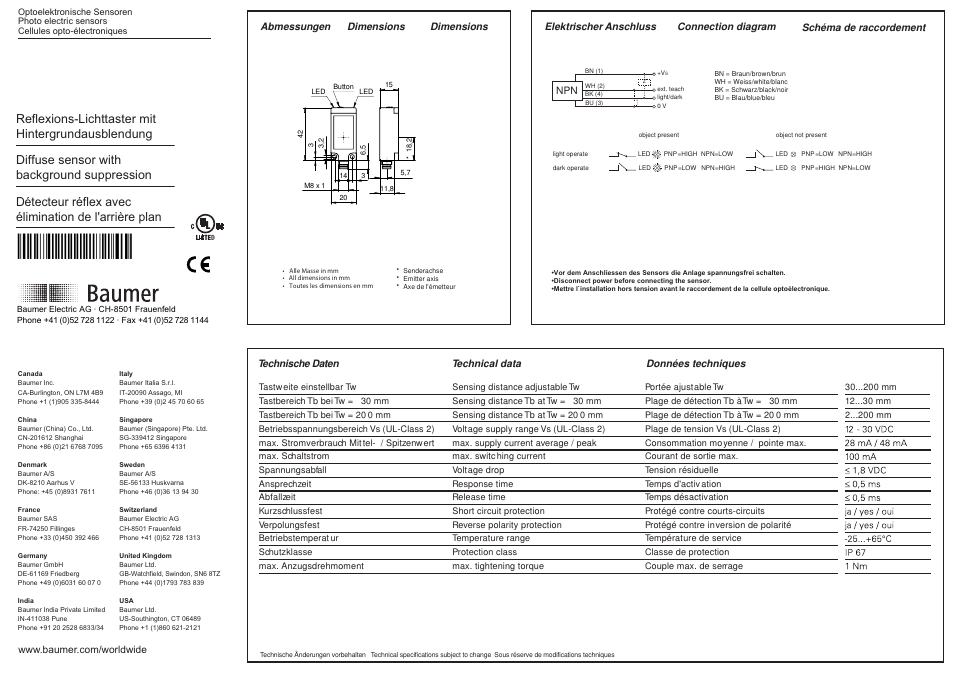 Baumer FHDK 20N6901/S35A User Manual | 2 pages