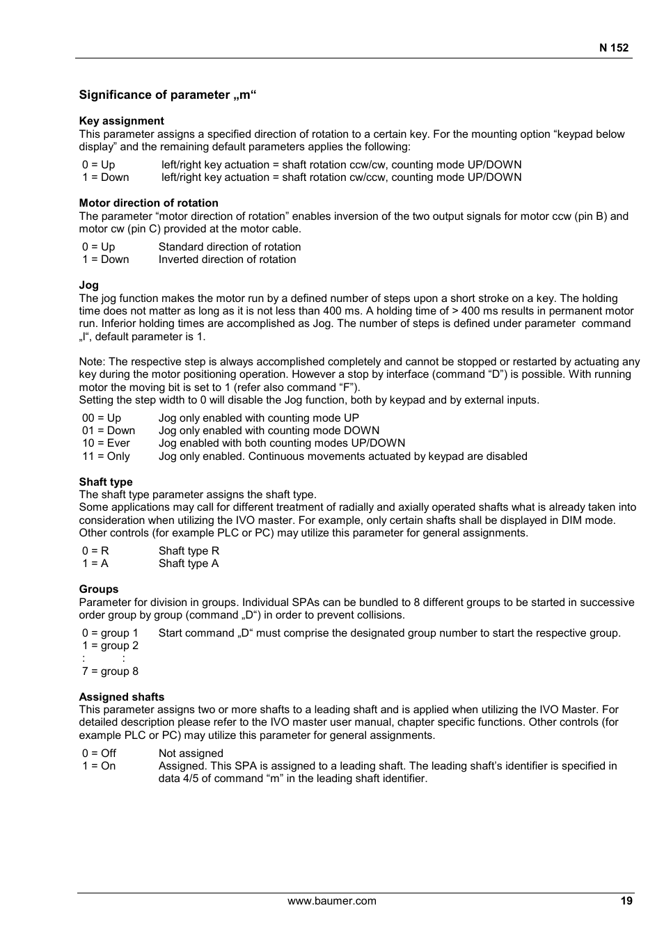 Significance of parameter „m | Baumer N 152 User Manual | Page 19 / 30