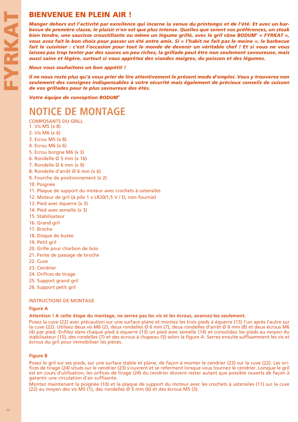 Fyrkat, Notice de montage, Bienvenue en plein air | Bodum FYRKAT 11344 User Manual | Page 14 / 46