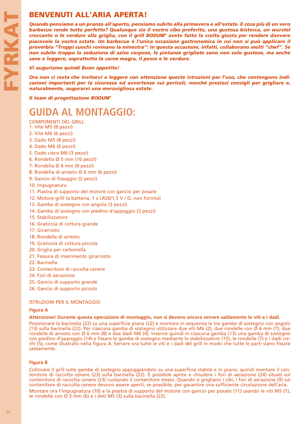 Fyrkat, Guida al montaggio, Benvenuti all’aria aperta | Bodum FYRKAT 11344 User Manual | Page 26 / 46