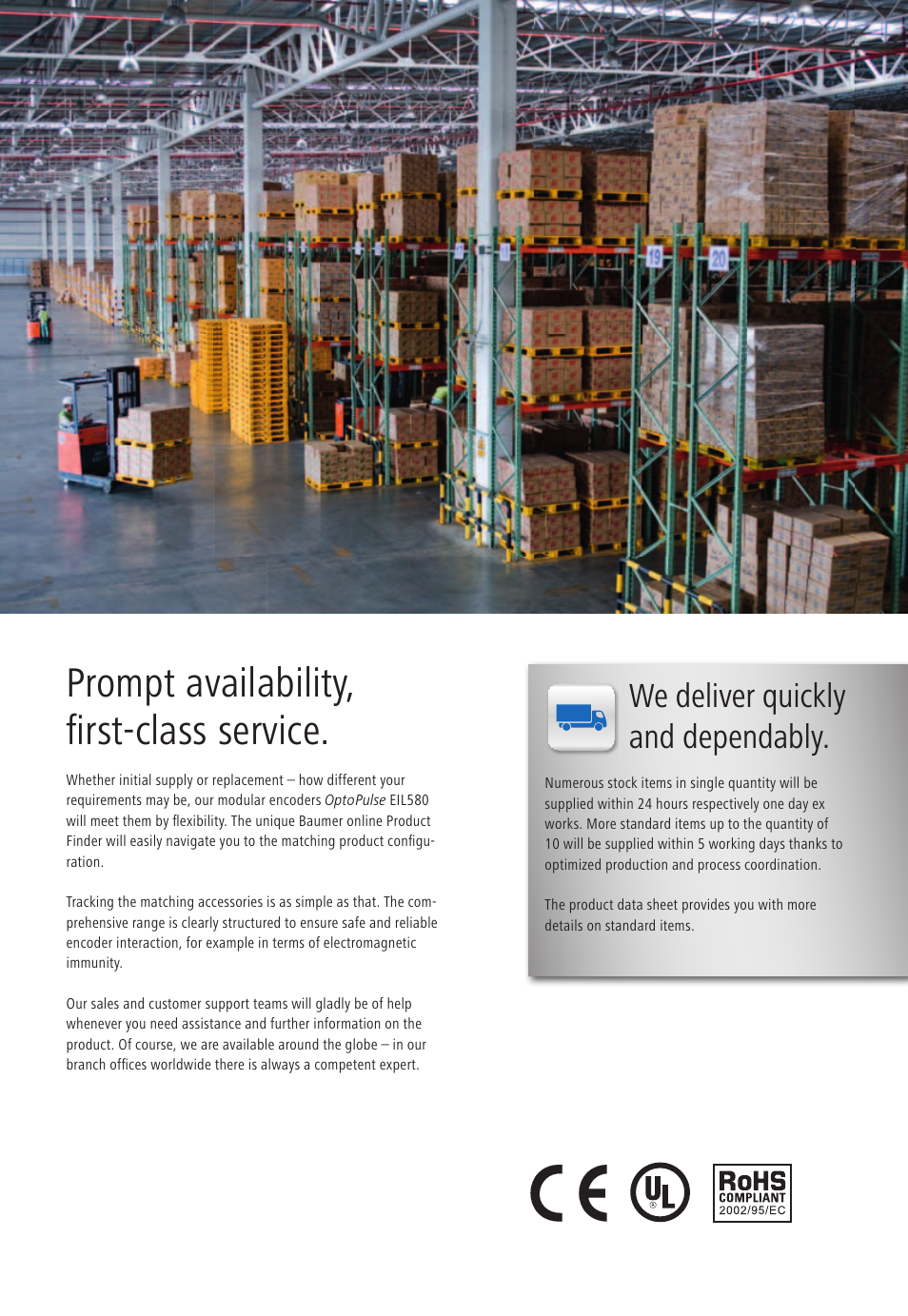 Prompt availability, fi rst-class service, We deliver quickly and dependably | Baumer EIL580 User Manual | Page 3 / 8