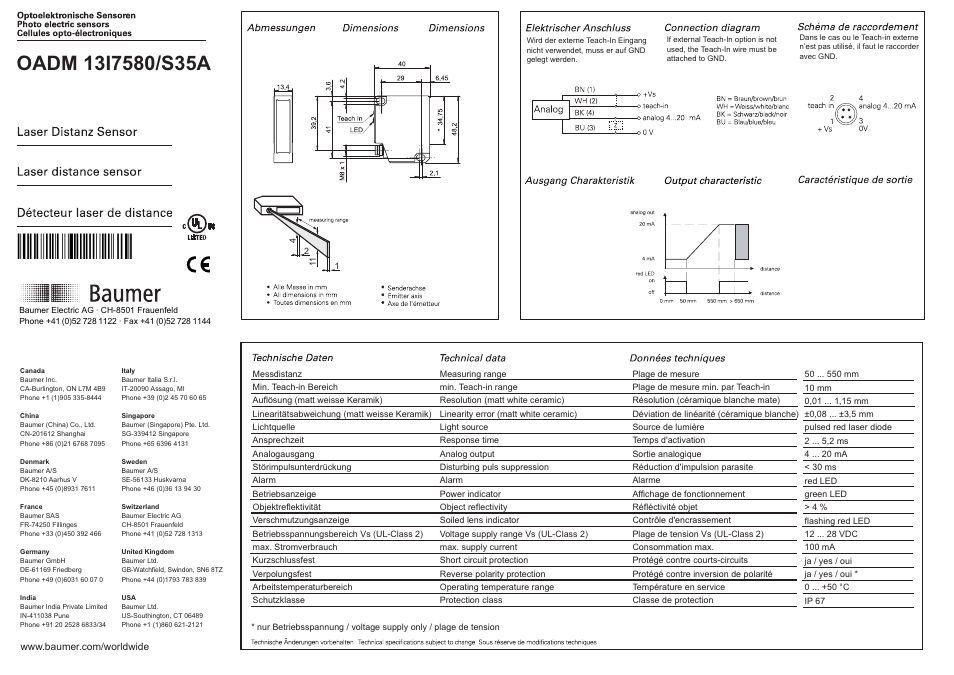 Baumer OADM 13I7580/S35A User Manual | 4 pages