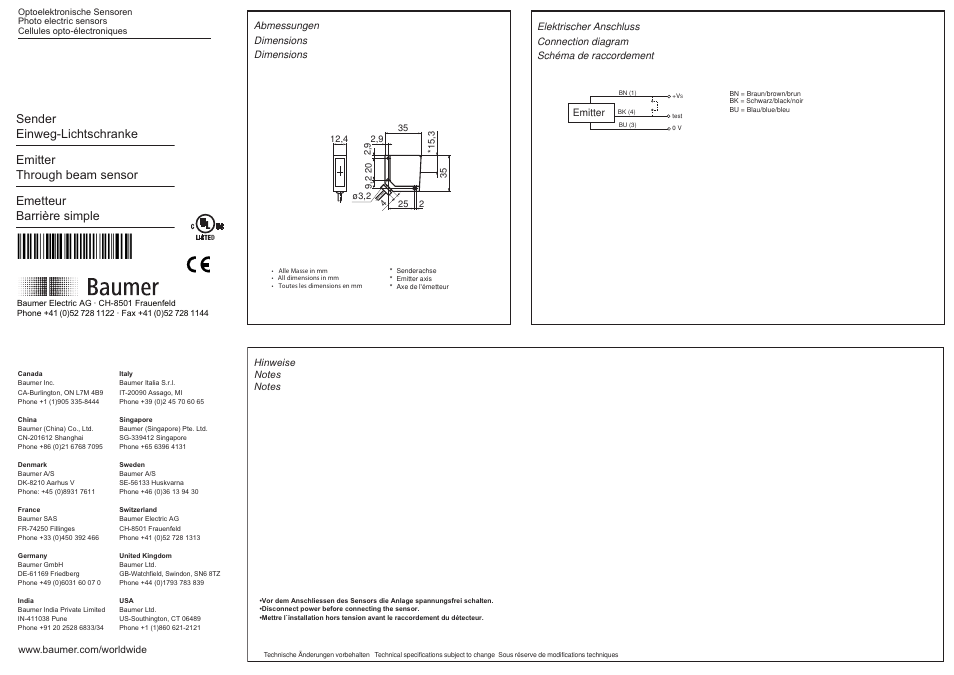 Baumer FSDM 12D9601 User Manual | 2 pages