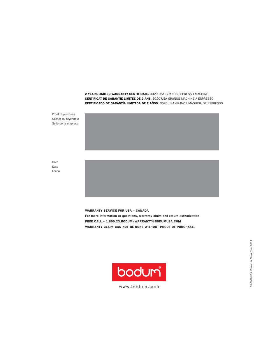 Bodum GRANOS 3020 User Manual | Page 26 / 26