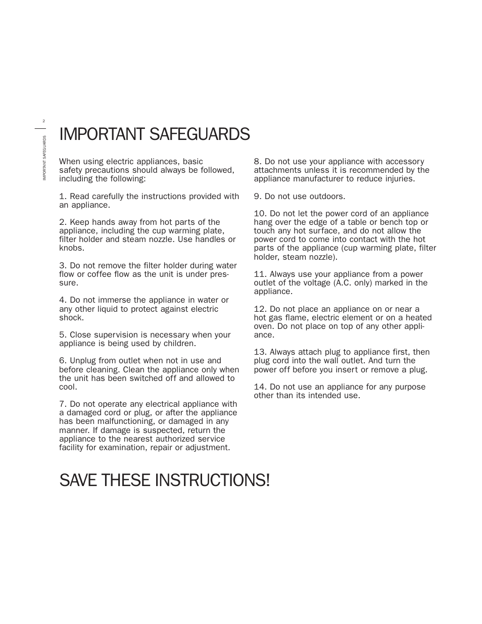 Important safeguards, Save these instructions | Bodum GRANOS 3020 User Manual | Page 4 / 26