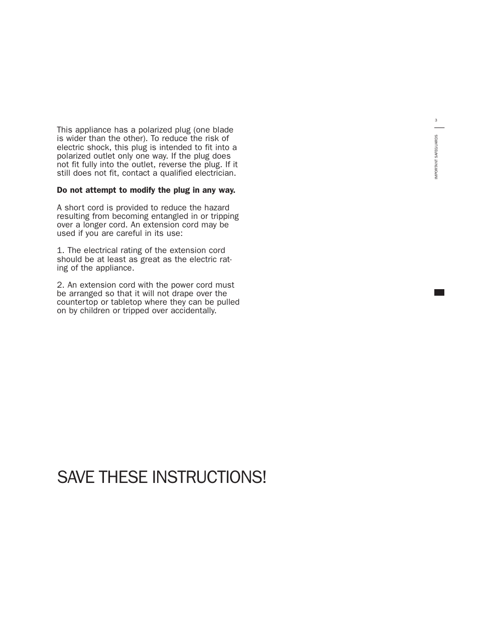 Save these instructions | Bodum GRANOS 3020 User Manual | Page 5 / 26