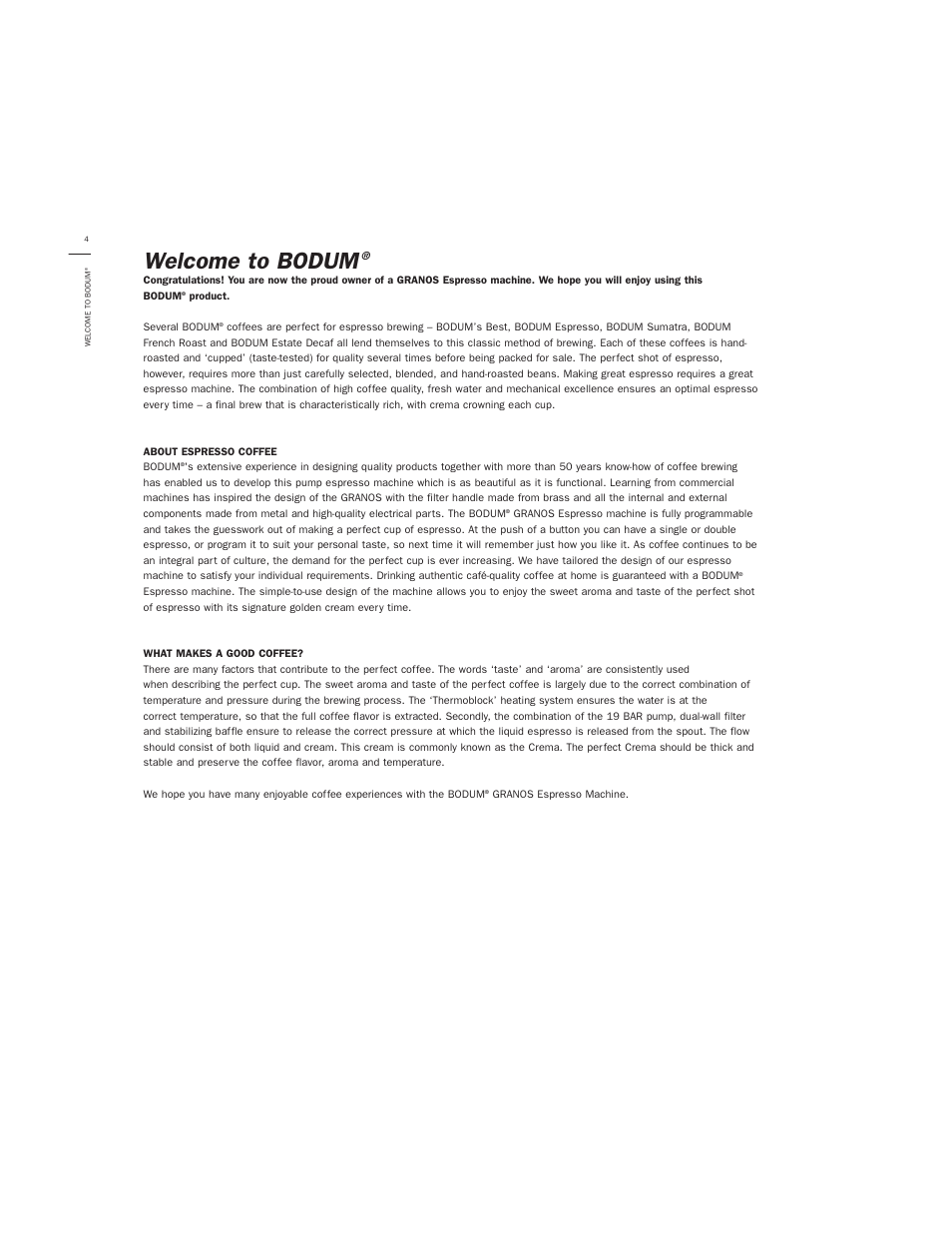 Welcome to bodum | Bodum GRANOS 3020 User Manual | Page 6 / 26