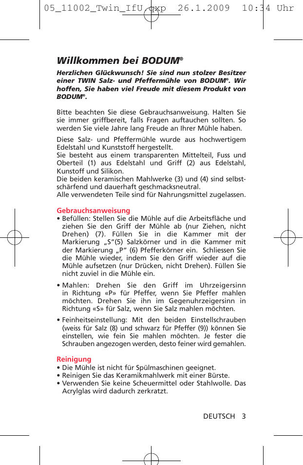 Willkommen bei bodum | Bodum TWIN 11002 User Manual | Page 4 / 12