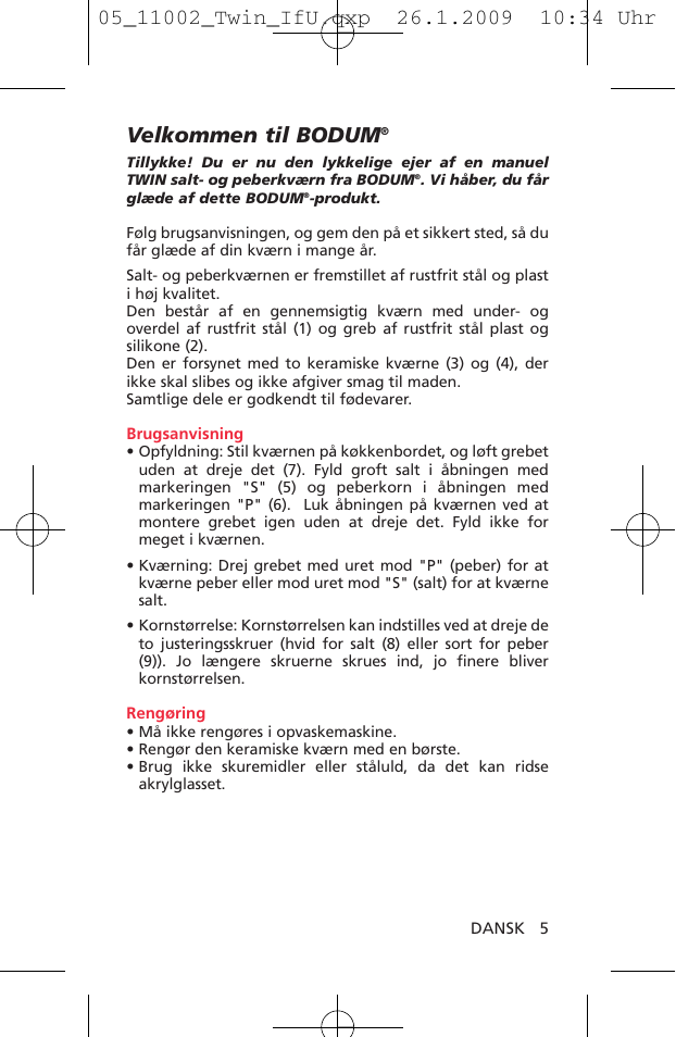 Velkommen til bodum | Bodum TWIN 11002 User Manual | Page 6 / 12