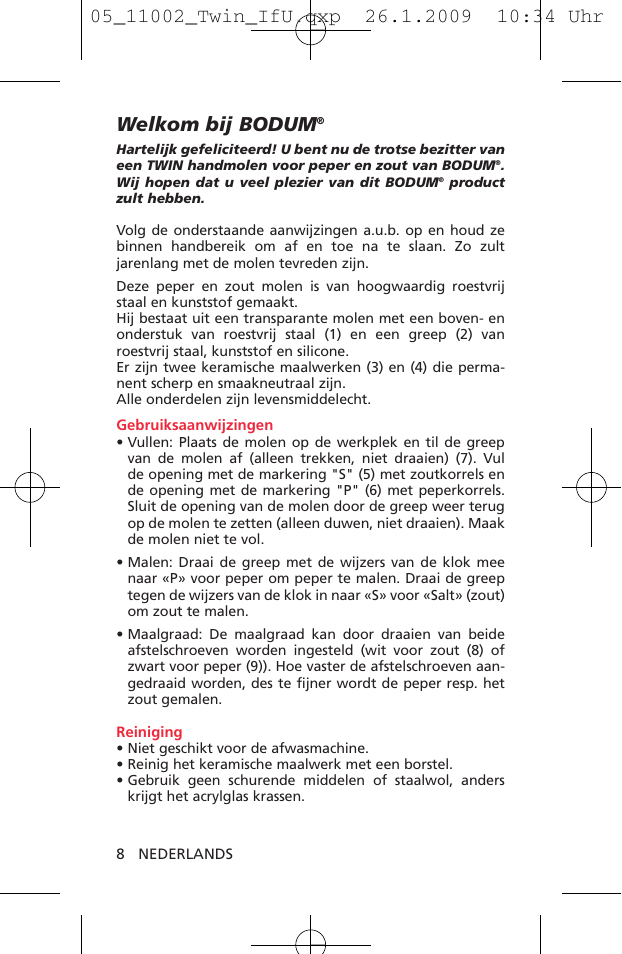 Welkom bij bodum | Bodum TWIN 11002 User Manual | Page 9 / 12