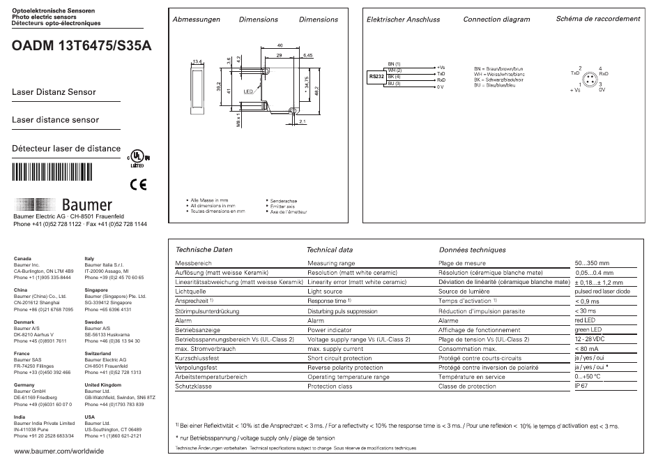 Baumer OADM 13T6475/S35A User Manual | 8 pages