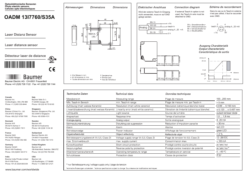 Baumer OADM 13I7760/S35A User Manual | 6 pages