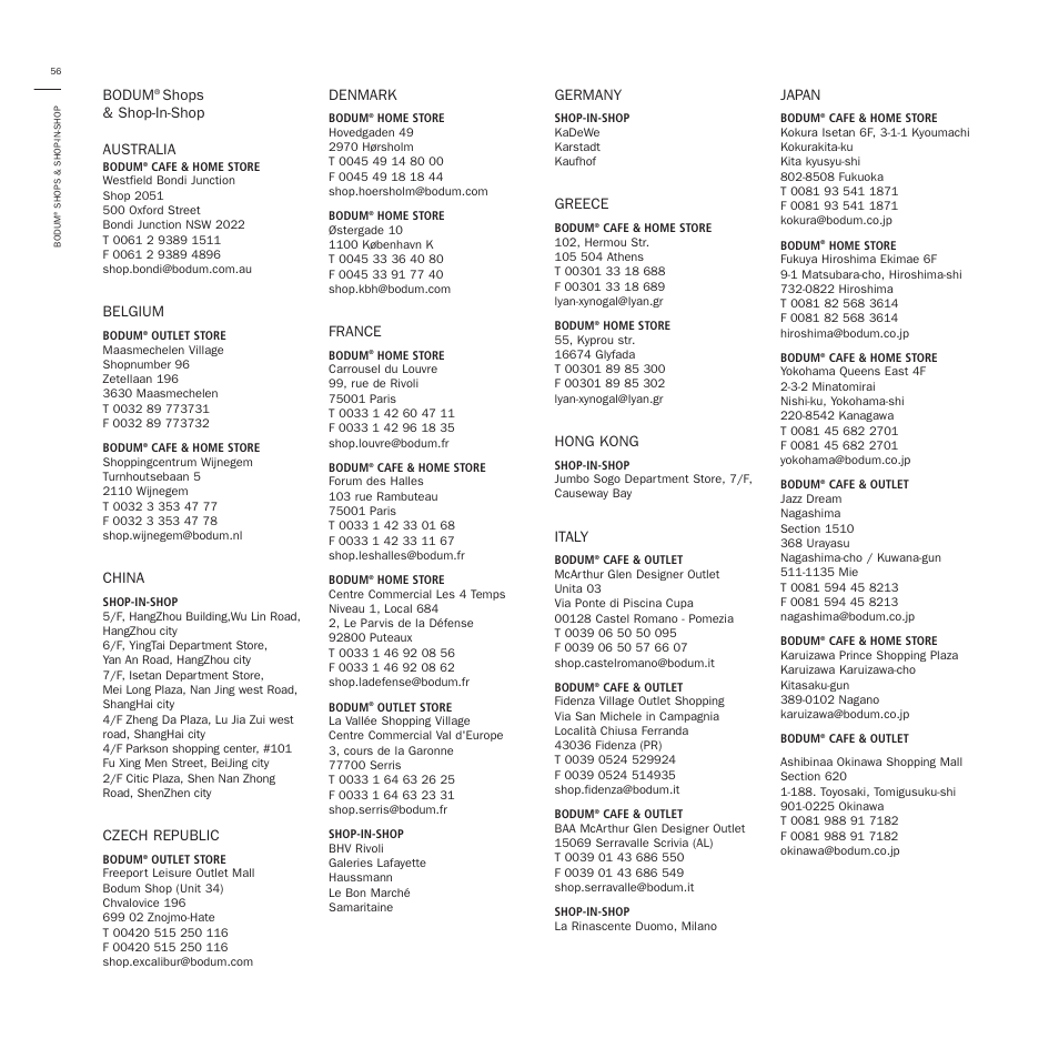 Bodum 3020 User Manual | Page 22 / 26