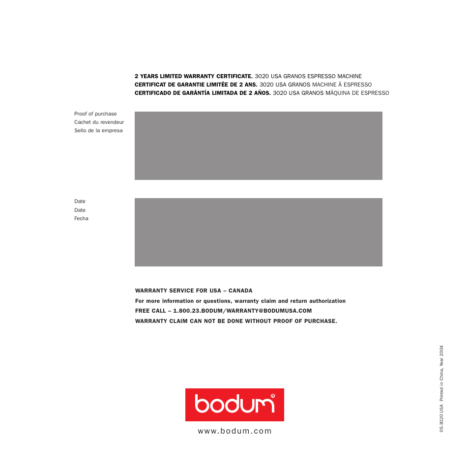 Bodum 3020 User Manual | Page 26 / 26