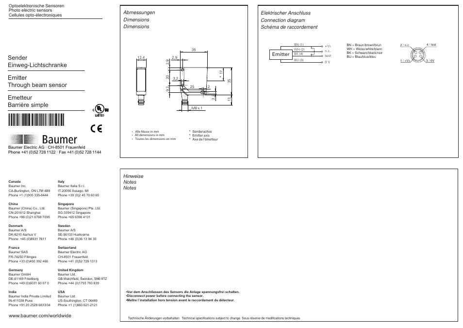 Baumer FSDM 12D9601/S35A User Manual | 2 pages