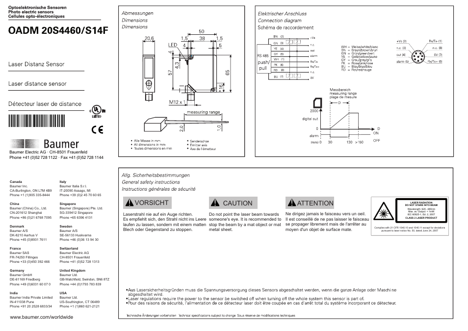 Baumer OADM 20S4460/S14F User Manual | 6 pages