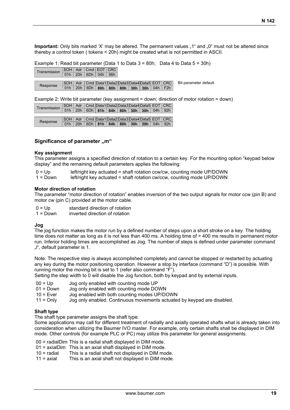 Significance of parameter „m | Baumer N 142 User Manual | Page 19 / 32