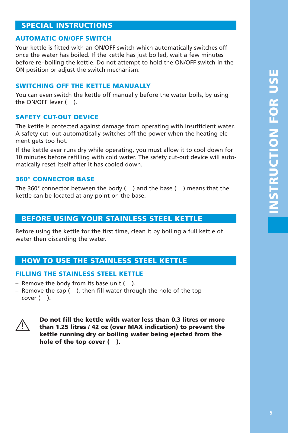Instruction for use | Bodum 5057 User Manual | Page 5 / 26