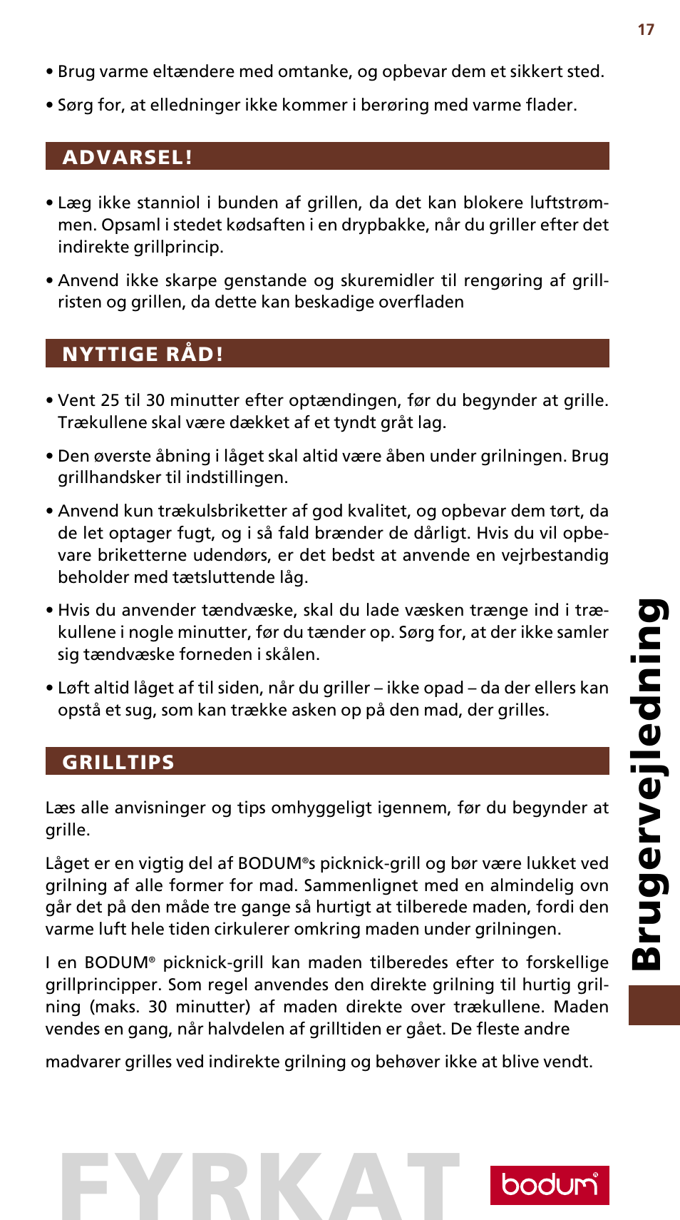 Fyrkat, Brugervejledning | Bodum FYRKAT 10630 User Manual | Page 18 / 23
