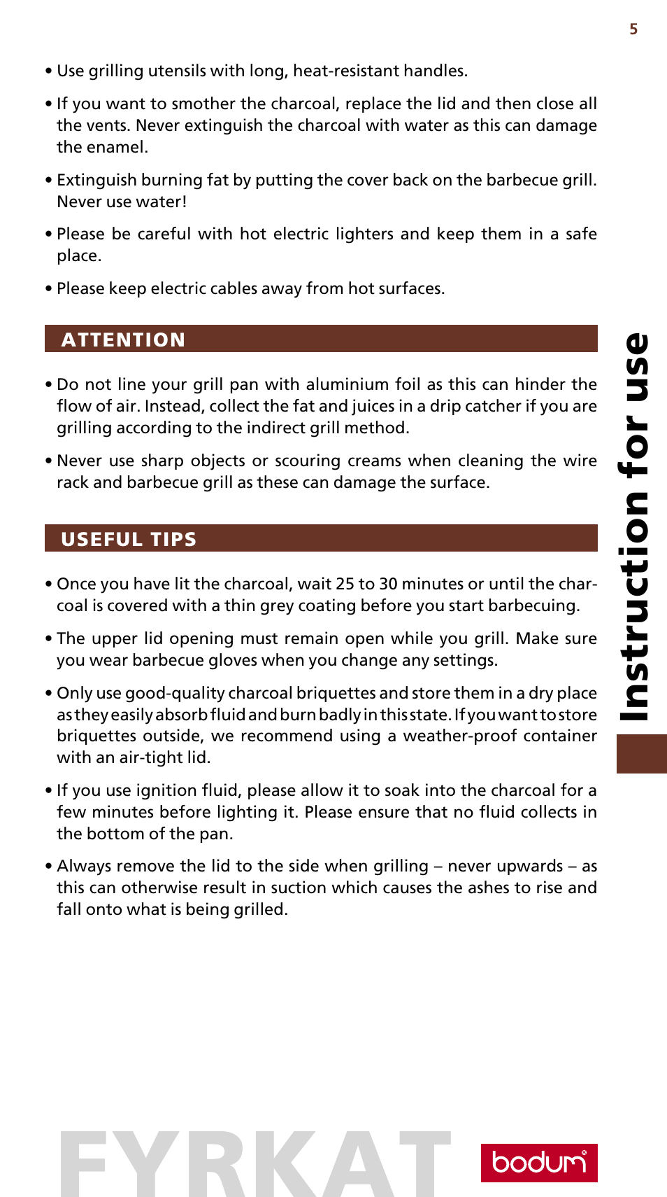 Fyrkat, Instruction for use | Bodum FYRKAT 10630 User Manual | Page 6 / 23